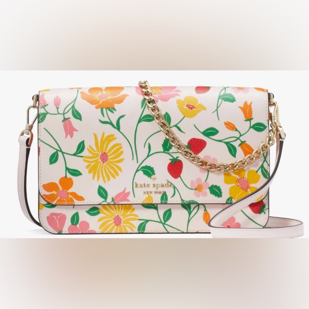 Kate Spade Madison Strawberry Garden Printed Flap Convertible Crossbody - NWT